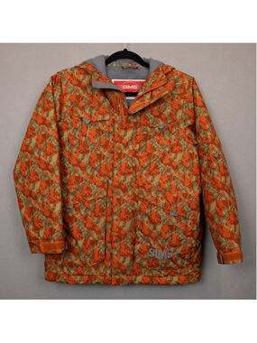 Boys Sims snowboard orange and grey camo hooded jacket-L